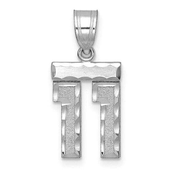 14k White Gold, Varsity Collection, Small D/C Pendant, Number 11 - Picture 1 of 3